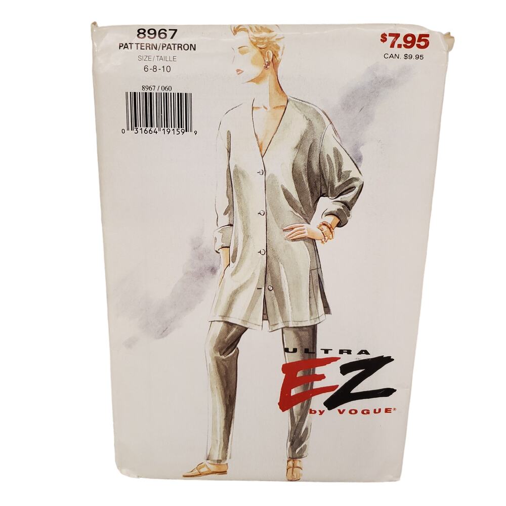 Vintage Vogue 90s 8967 Size 6-10 Vintage Sewing Pattern UNCUT Ultra EZ by Vogue